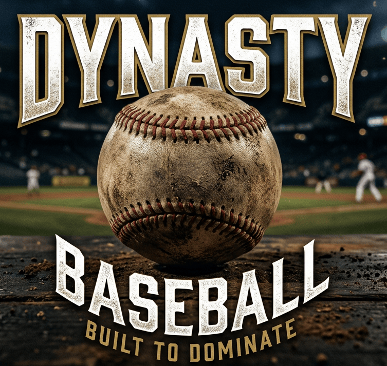 DYNASTY BASEBALL BUILT TO DOMINATE EST. 1869 graphic with baseball